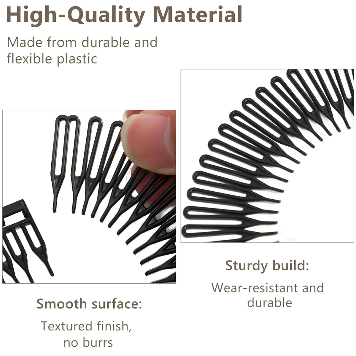 Women'S Classic Nylon Flexible Comb Headband with Tooth for All Hair Types, Stylish and Easy-To-Use (Brown+Black)